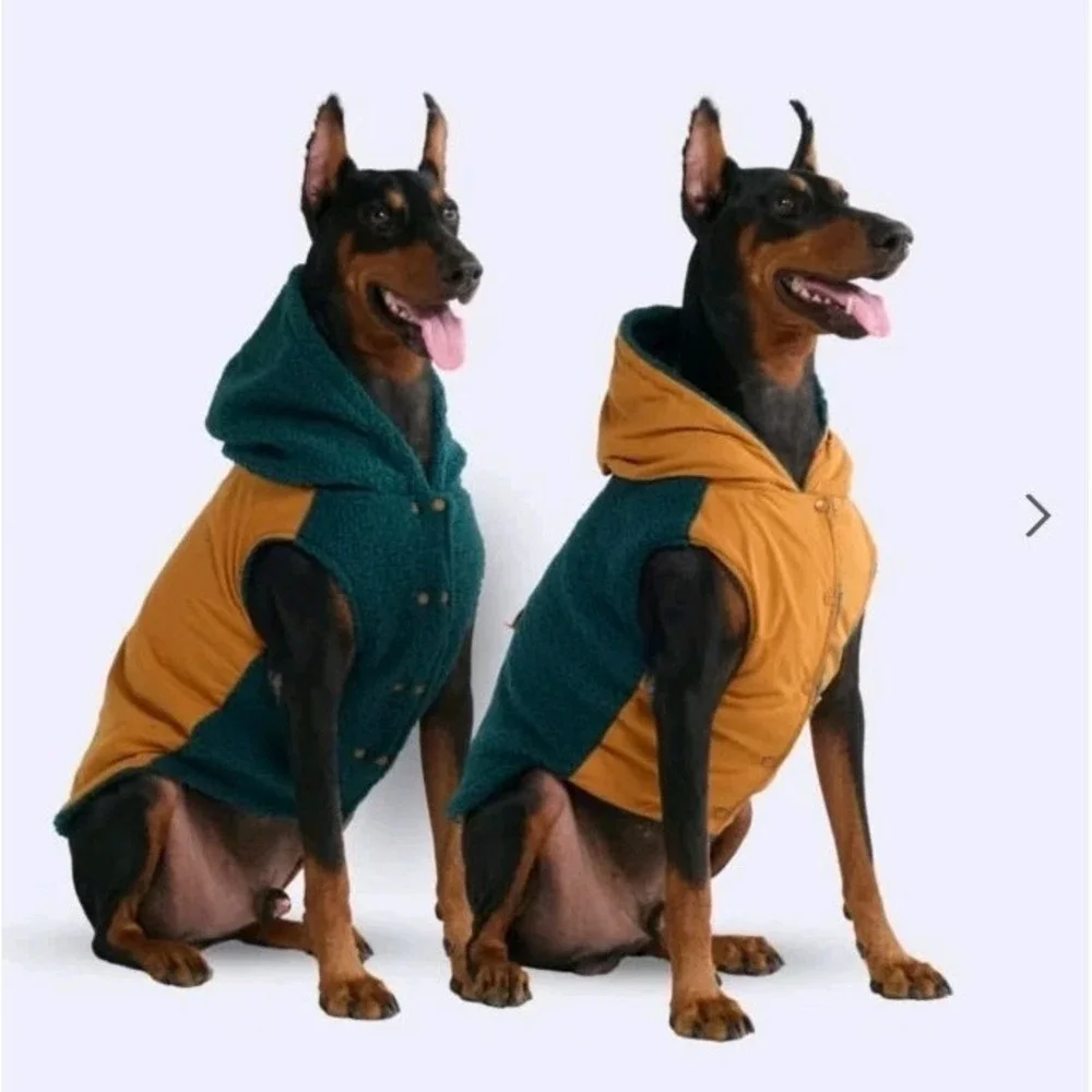 Spark Paws Orange & Green Fleece Reversible Dog Hoodie Sweater 2XL Big Dogs NEW